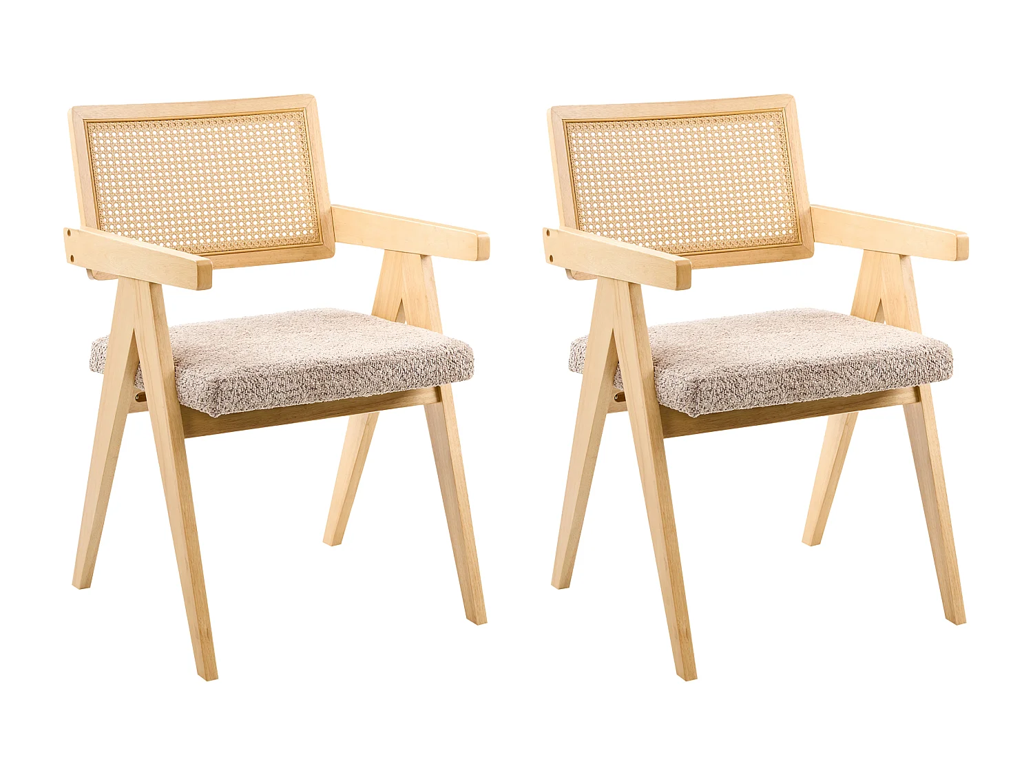 Lot de 2 chaises de salle à manger AVA Bois Marron clair/taupe