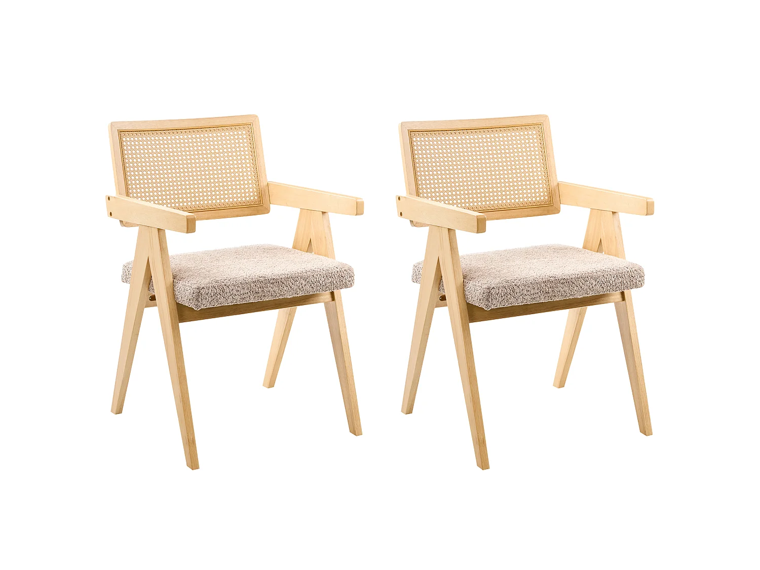 Lot de 2 chaises de salle à manger AVA Bois Marron clair/taupe