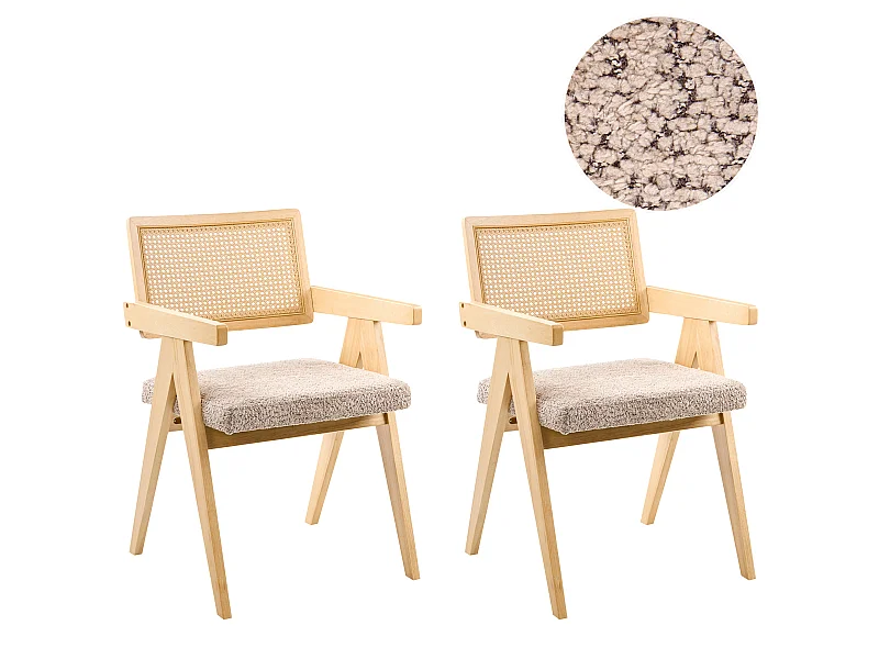 Lot de 2 chaises de salle à manger AVA Bois Marron clair/taupe