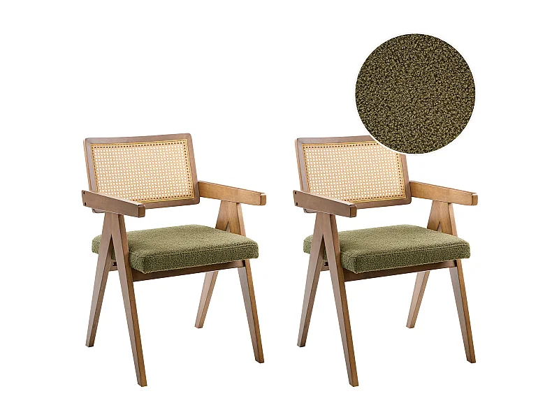 Lot de 2 chaises de salle à manger AVA Bois Marron foncé/ Vert