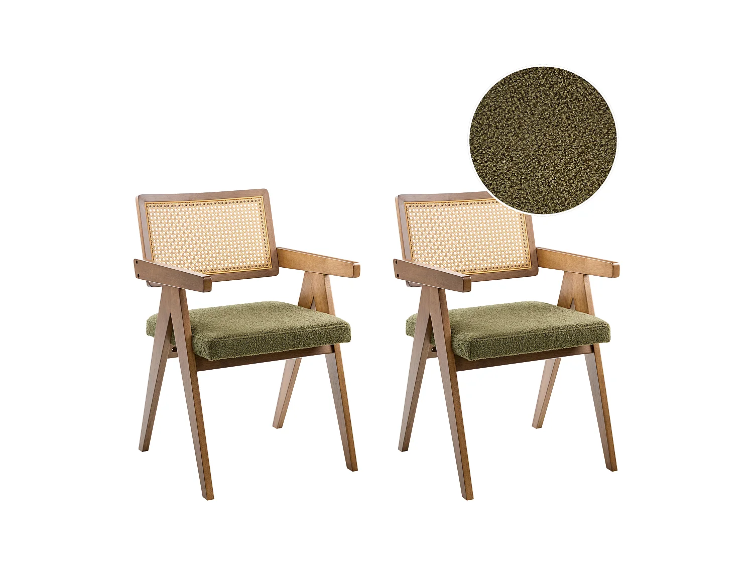 Lot de 2 chaises de salle à manger AVA Bois Marron foncé/vert