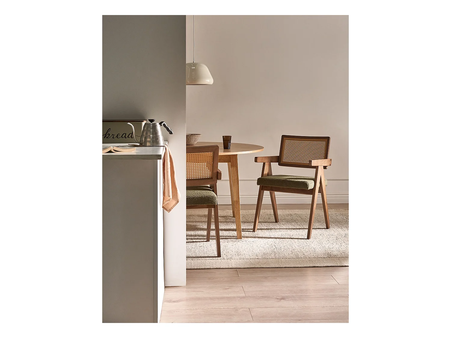 Lot de 2 chaises de salle à manger AVA Bois Marron foncé/vert