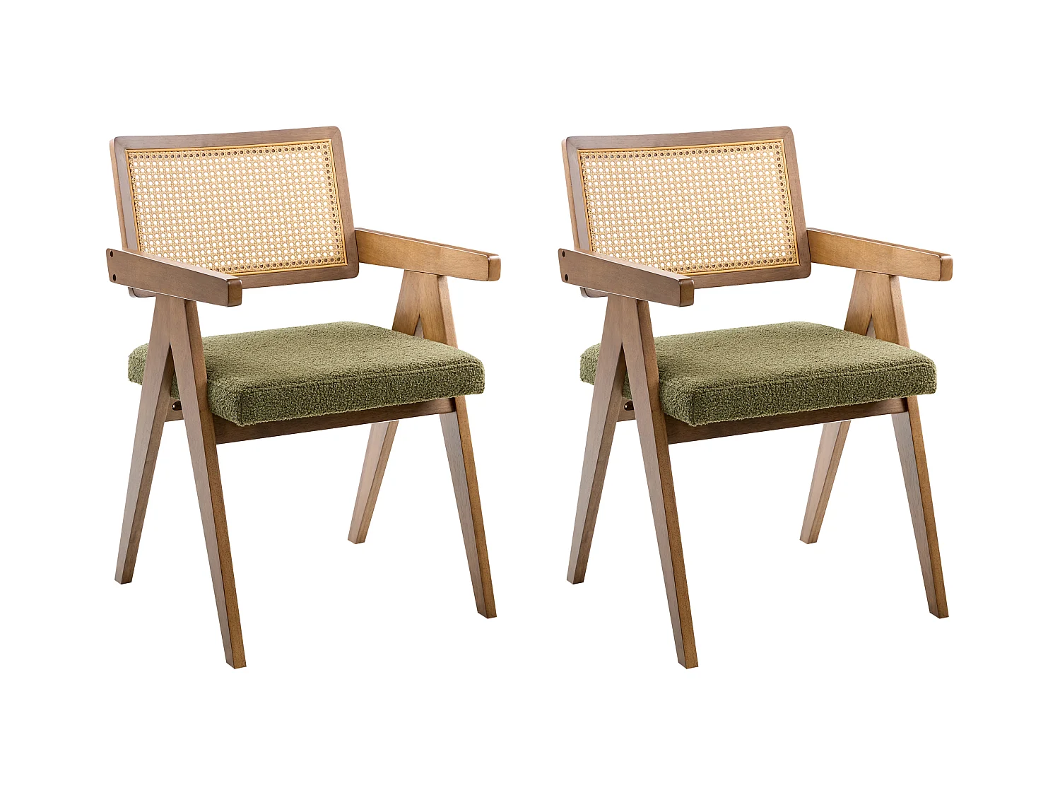 Lot de 2 chaises de salle à manger AVA Bois Marron foncé/vert