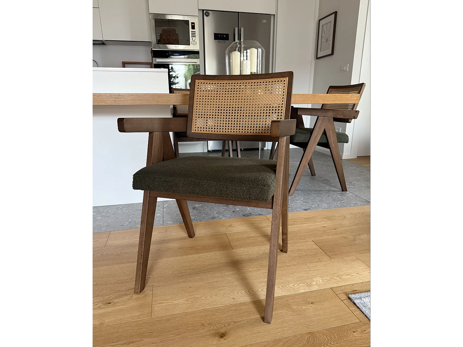 Set of 2 Dining Chairs AVA Wood Brown/ Green
