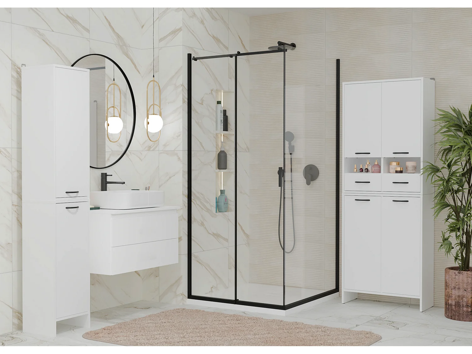 NINA - Mueble de pared para baño con 3 estantes - Blanco