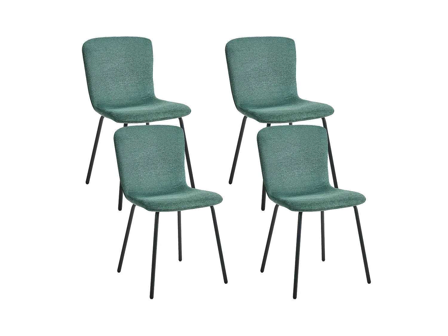Lot de 4 chaises de salle à manger CALDWELL Tissu Vert