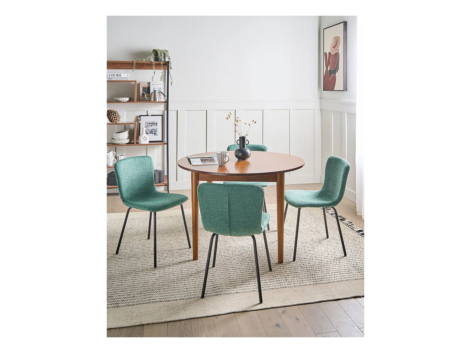 Lot de 4 chaises de salle à manger CALDWELL Tissu Vert