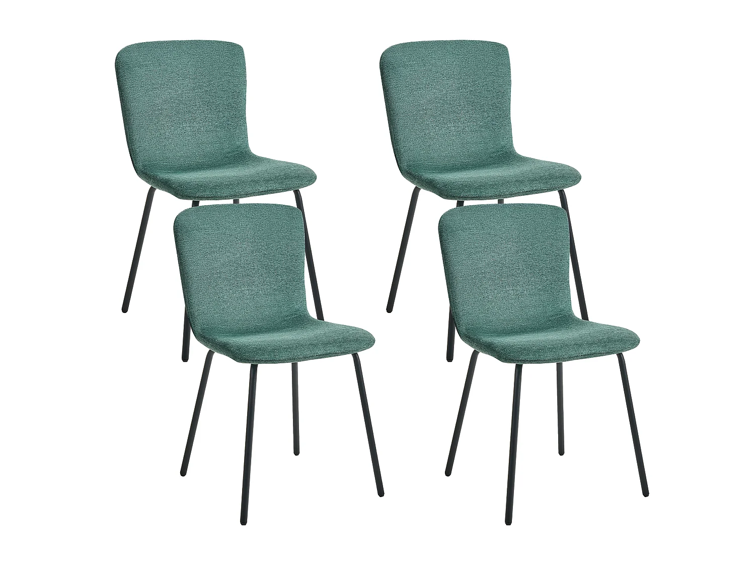 Lot de 4 chaises de salle à manger CALDWELL Tissu Vert