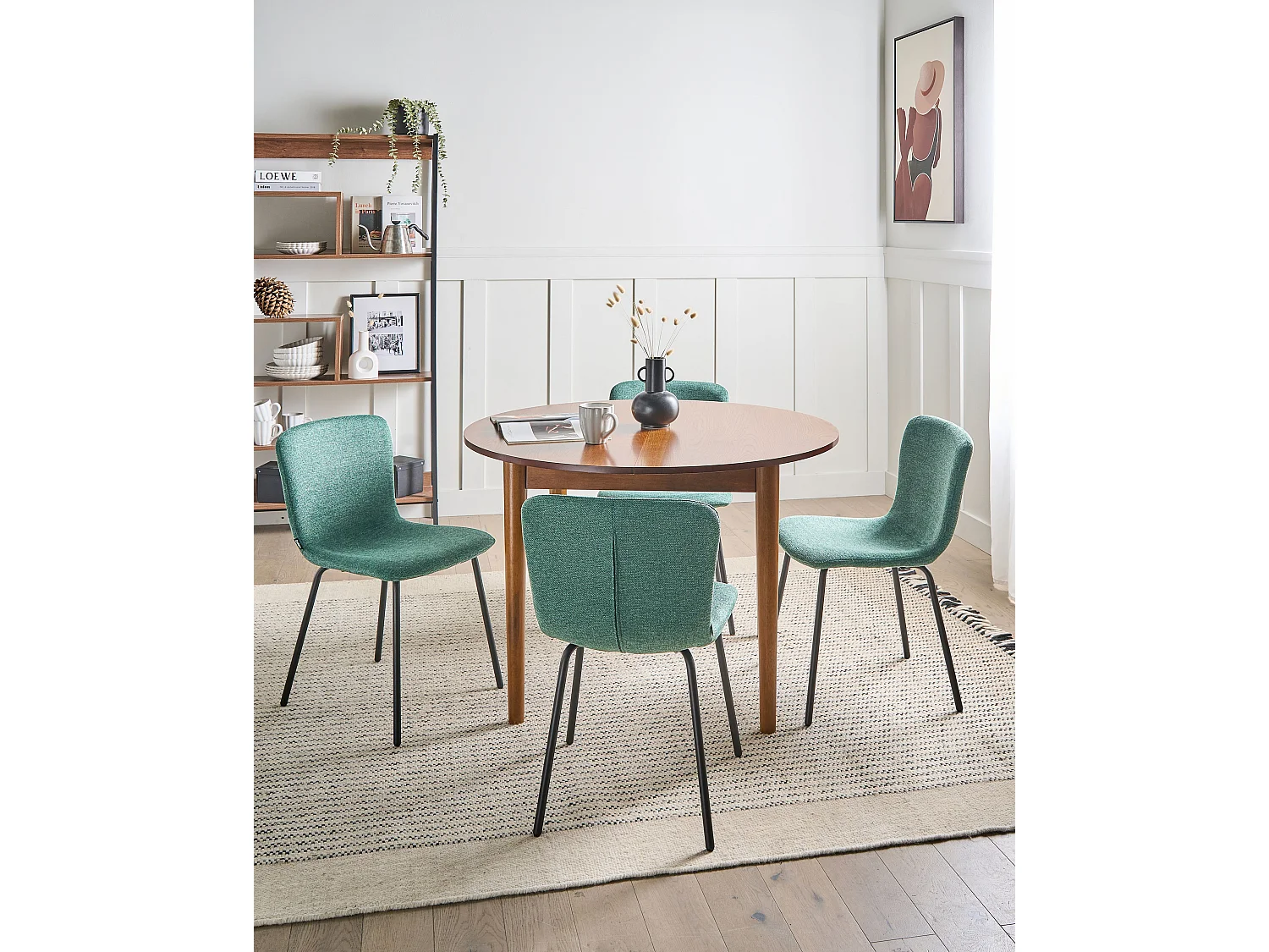 Lot de 4 chaises de salle à manger CALDWELL Tissu Vert