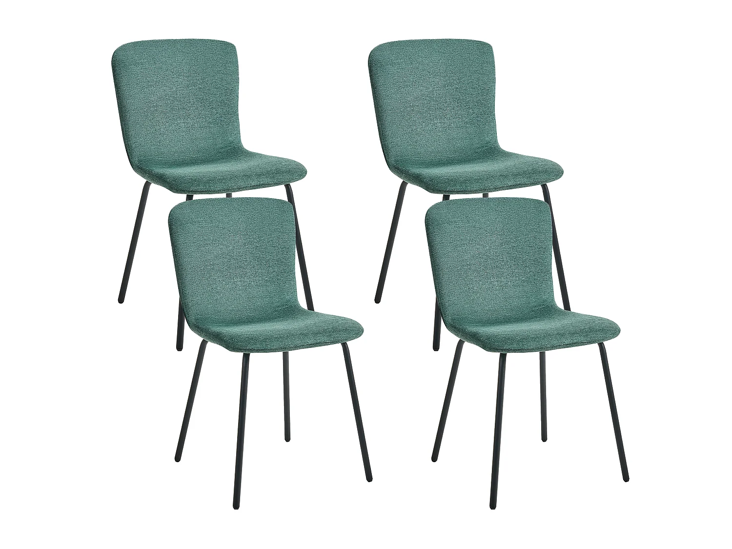 Lot de 4 chaises de salle à manger CALDWELL Tissu Vert