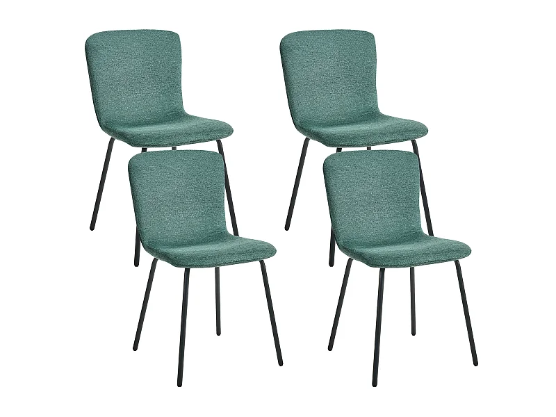 Lot de 4 chaises de salle à manger CALDWELL Tissu Vert