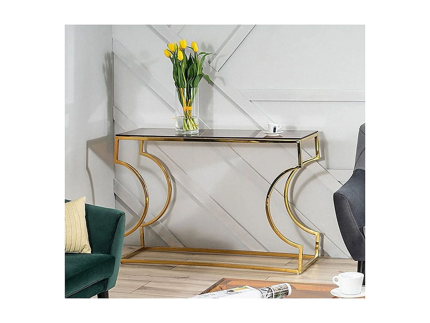 KONSOLENTISCH Kairo Bernsteinfarben / Gold 120 / 40 / 78cm