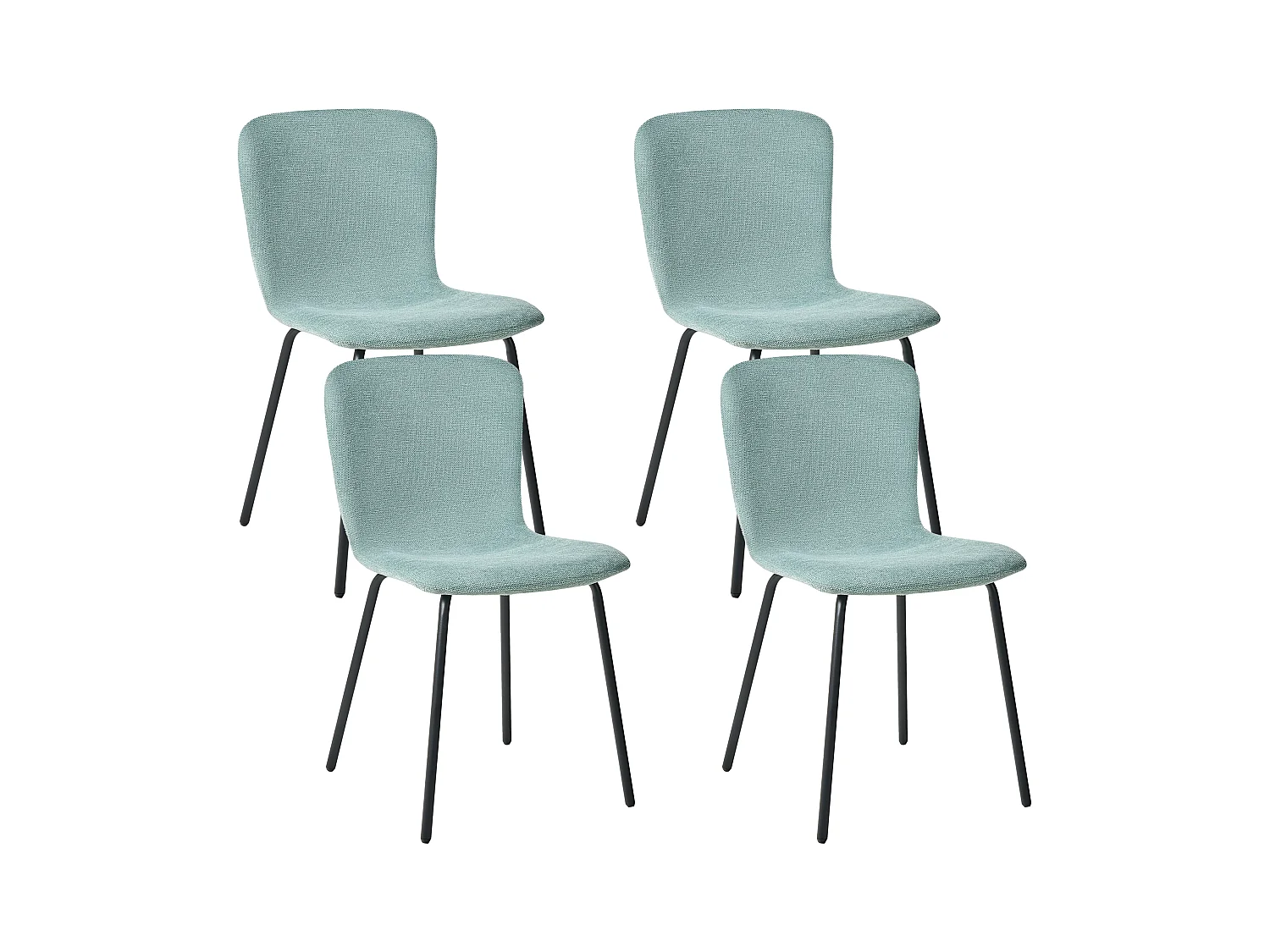 Lot de 4 chaises de salle à manger CALDWELL Tissu Vert menthe