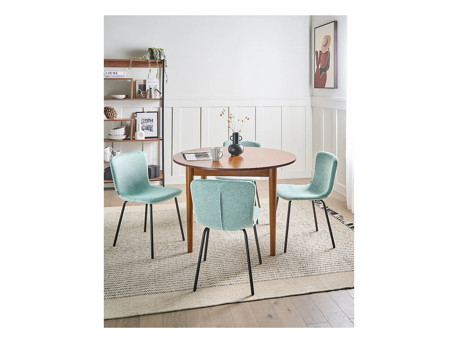 Lot de 4 chaises de salle à manger CALDWELL Tissu Vert menthe