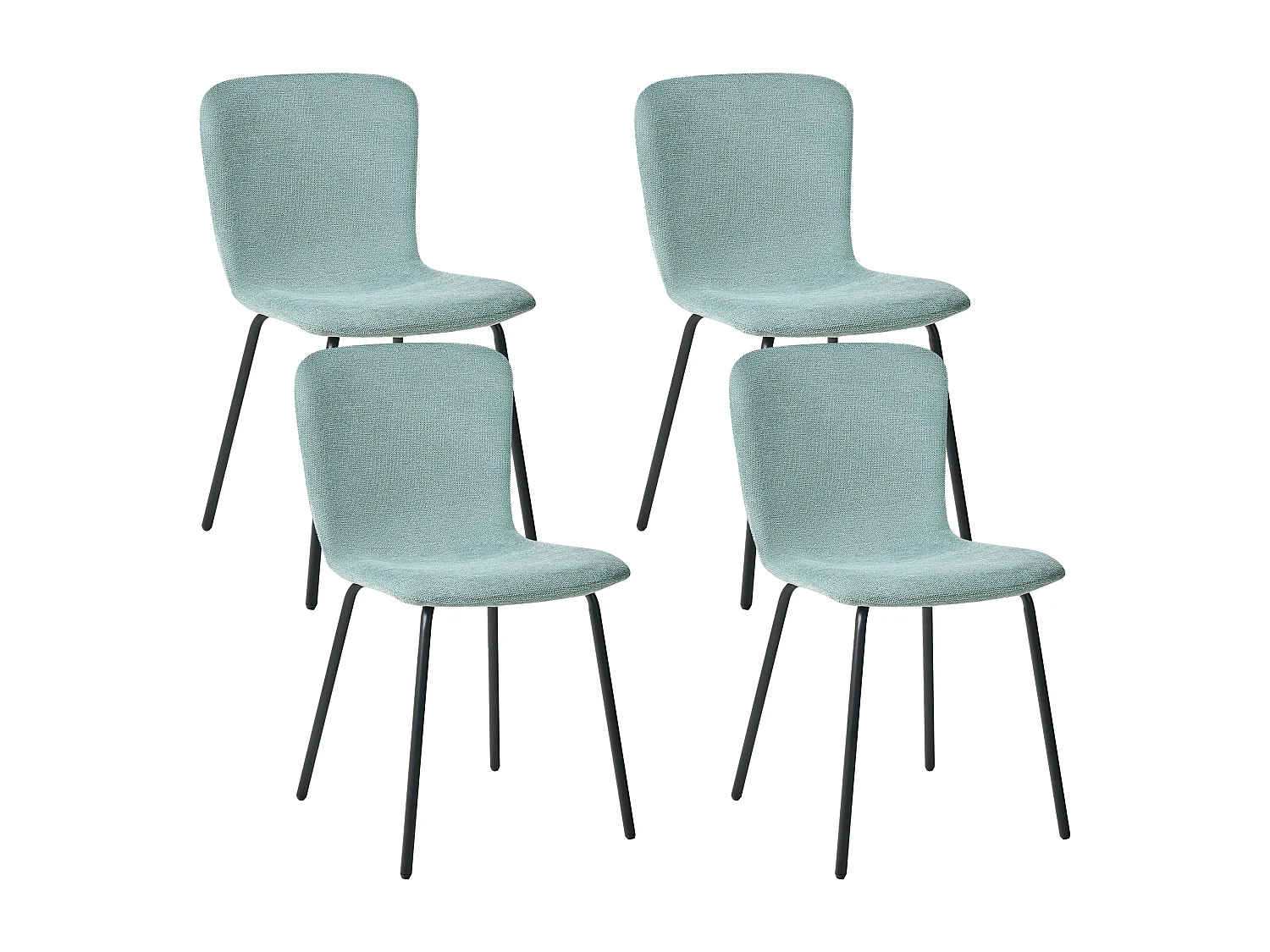 Lot de 4 chaises de salle à manger CALDWELL Tissu Vert menthe