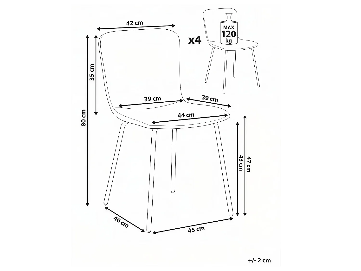 Lot de 4 chaises de salle à manger CALDWELL Tissu Vert menthe