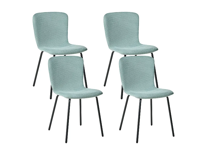 Lot de 4 chaises de salle à manger CALDWELL Tissu Vert menthe