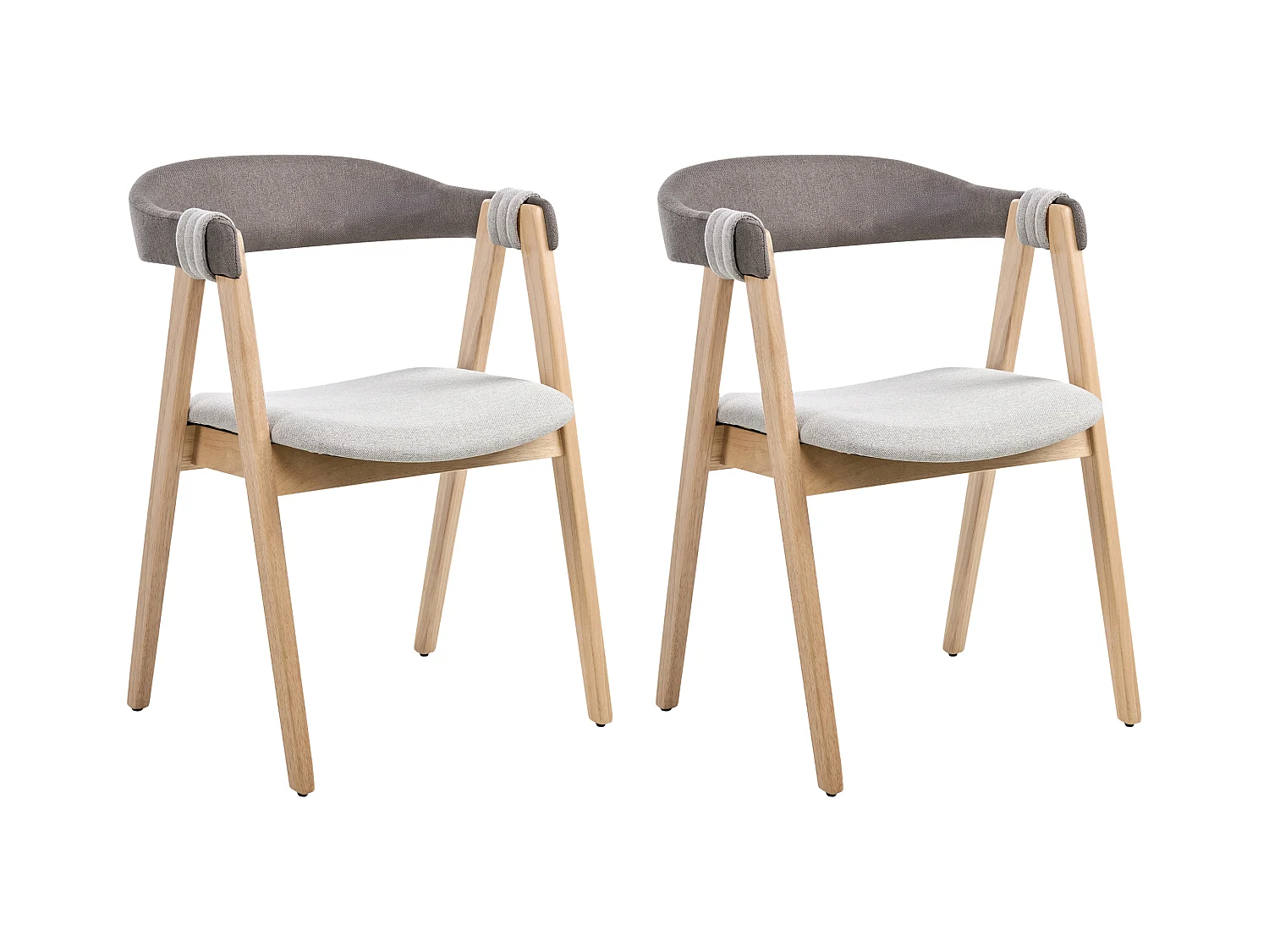 Lot de 2 chaises de salle à manger DAY Marron clair/taupe