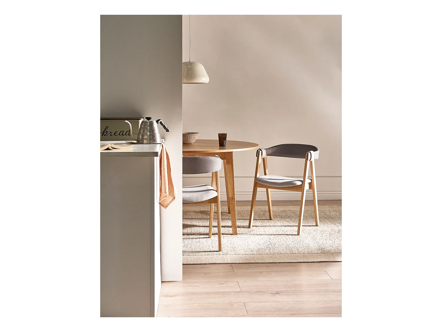 Lot de 2 chaises de salle à manger DAY Marron clair/taupe