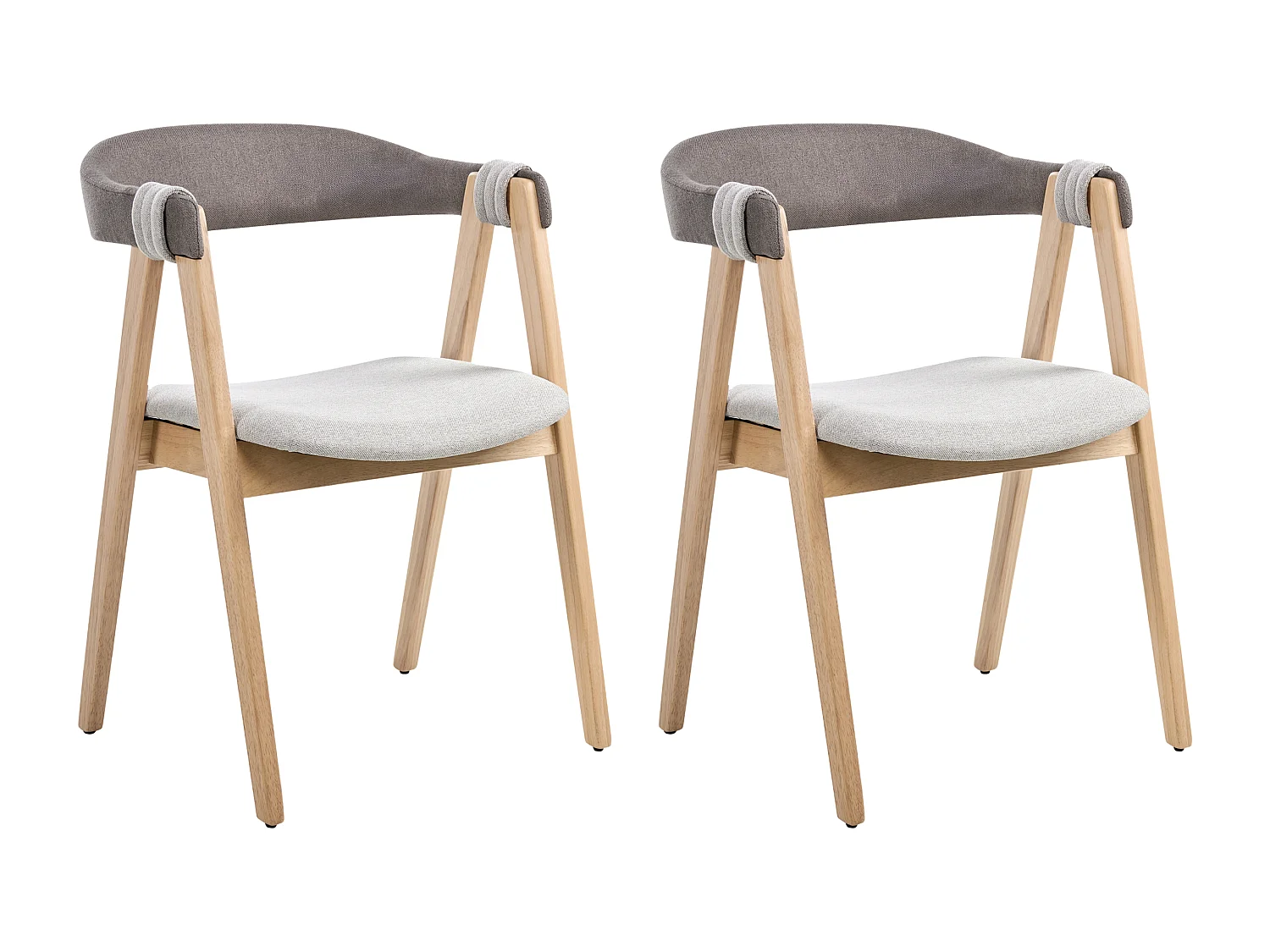 Lot de 2 chaises de salle à manger DAY Marron clair/taupe