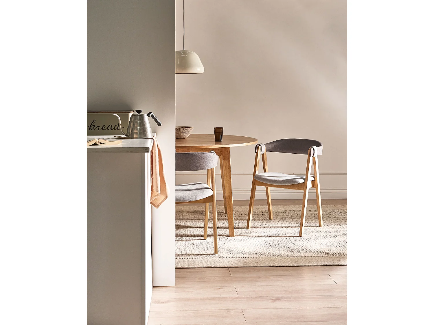 Set of 2 Dining Chairs DAY Fabric Light Brown/ Taupe