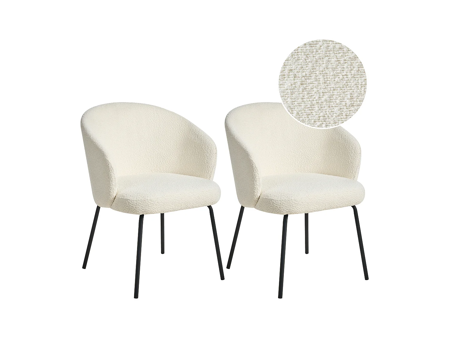 Lot de 2 chaises de salle à manger LUDDEN Bouclé Beige clair