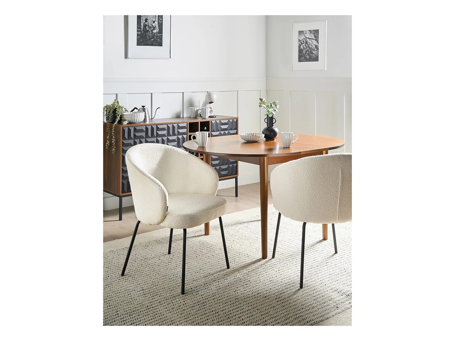 Lot de 2 chaises de salle à manger LUDDEN Bouclé Beige clair