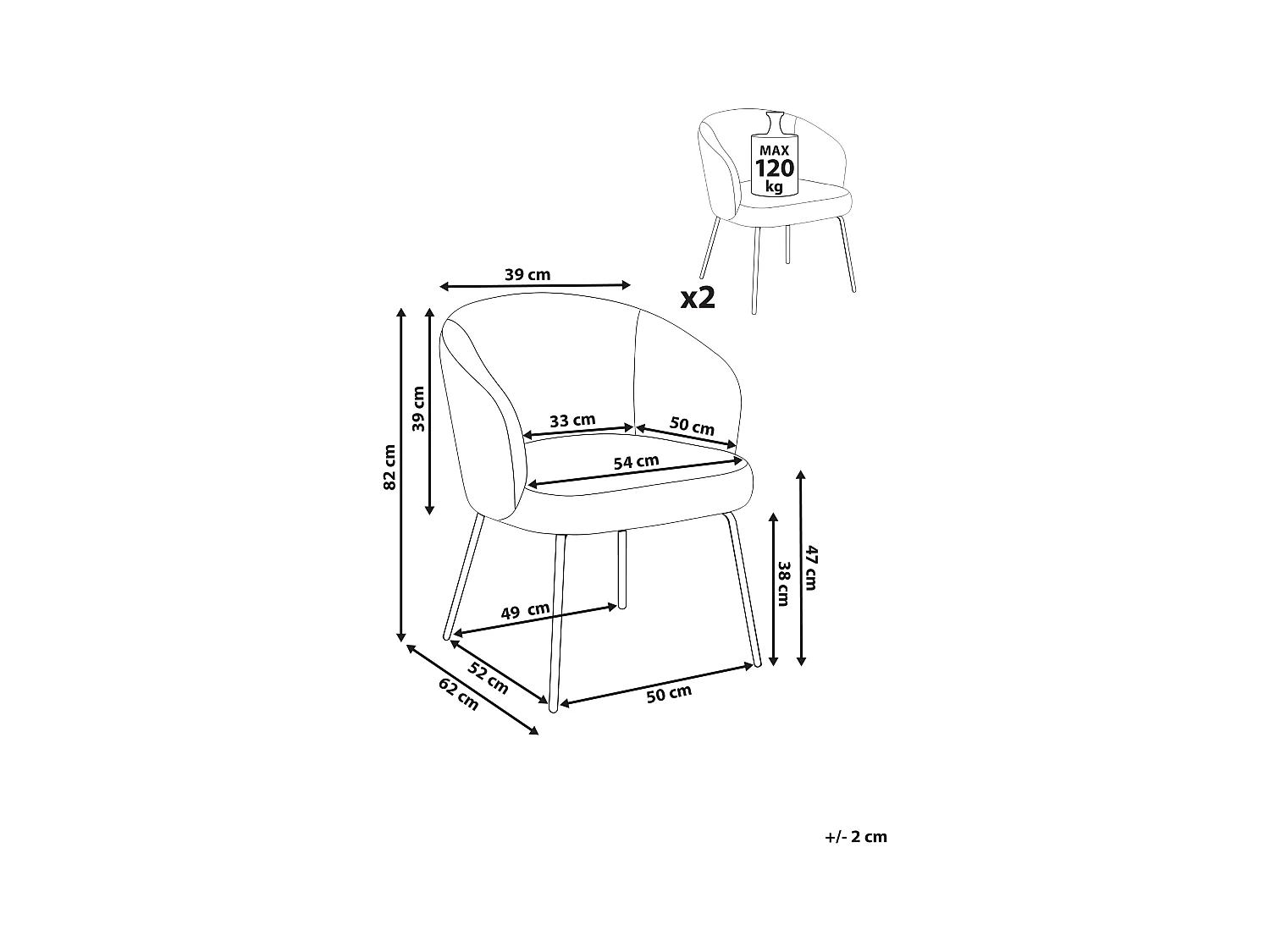 Lot de 2 chaises de salle à manger LUDDEN Bouclé Beige clair
