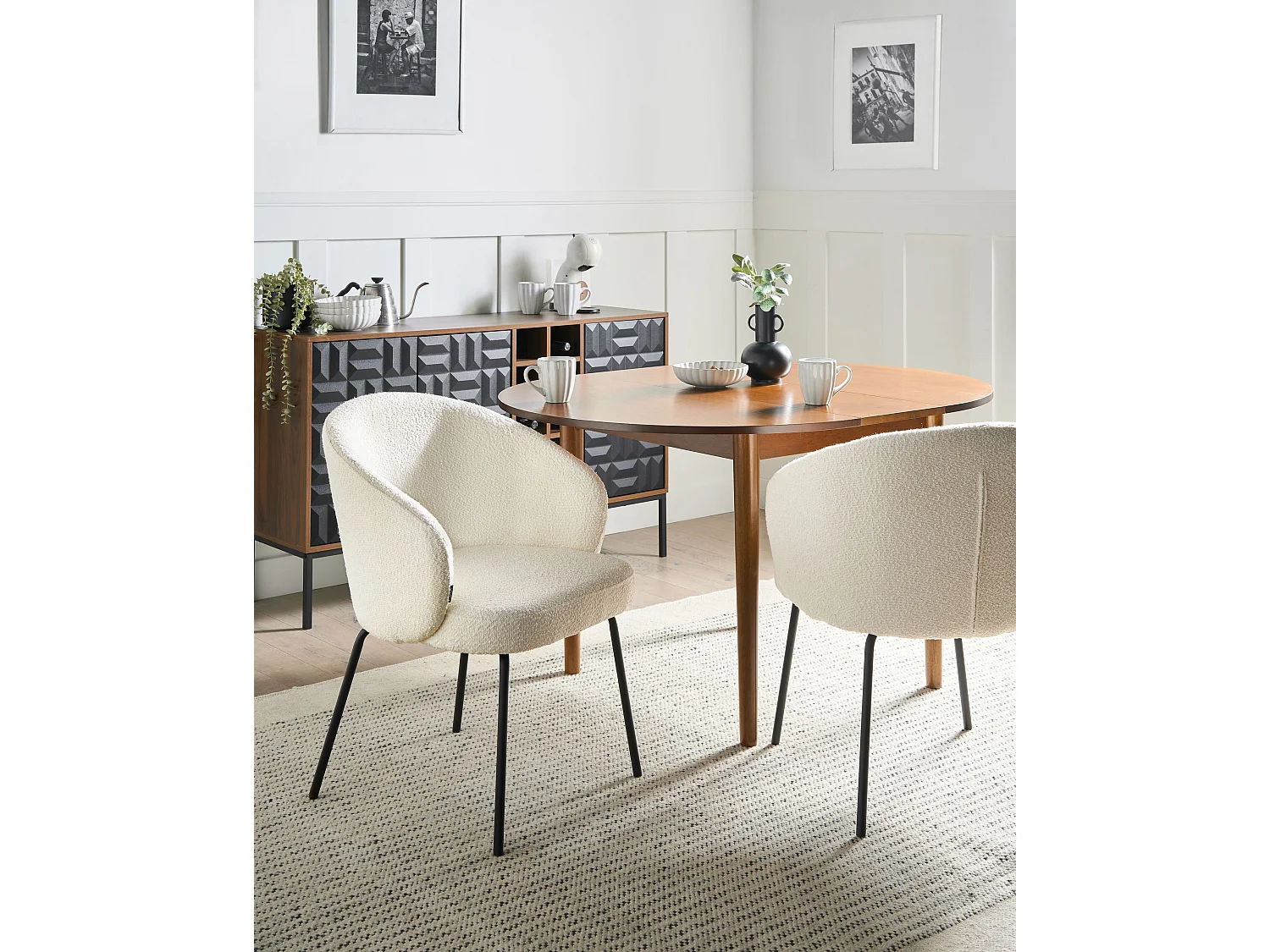 Lot de 2 chaises de salle à manger LUDDEN Bouclé Beige clair