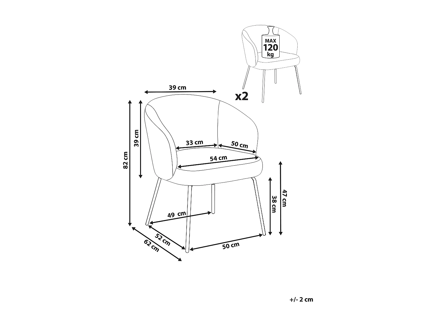 Lot de 2 chaises de salle à manger LUDDEN Bouclé Beige clair