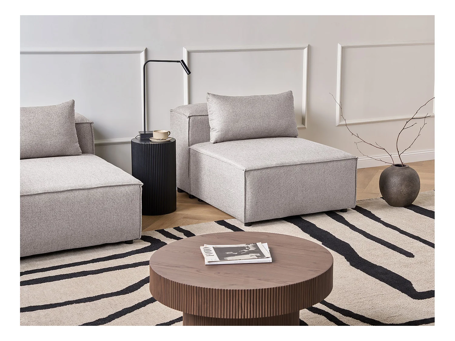 Module fauteuil BRANDE Tissu Marron clair