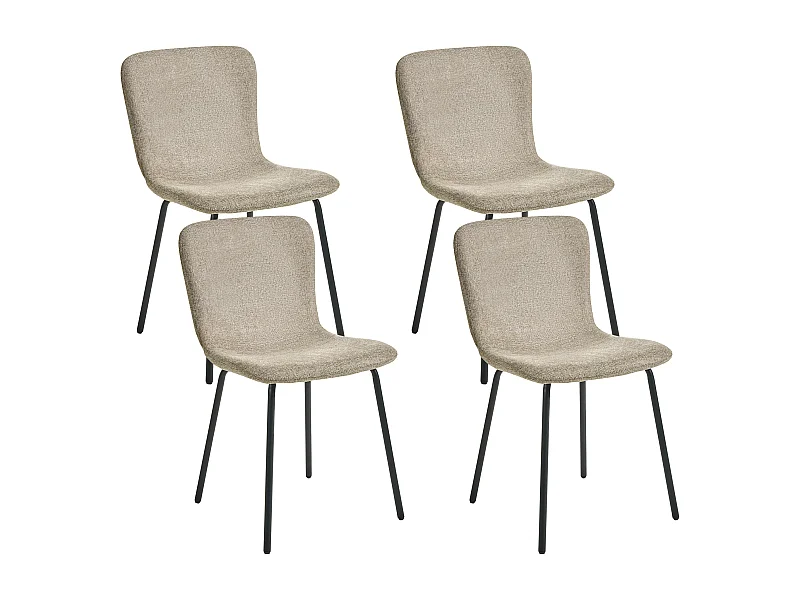 Lot de 4 chaises de salle à manger CALDWELL Tissu Beige