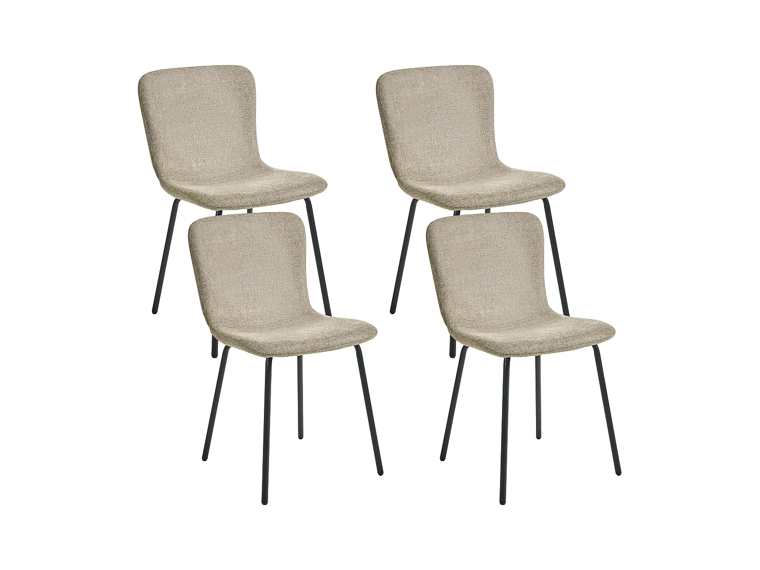 Lot de 4 chaises de salle à manger CALDWELL Tissu Beige