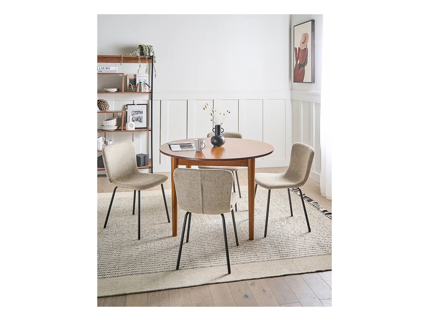 Lot de 4 chaises de salle à manger CALDWELL Tissu Beige