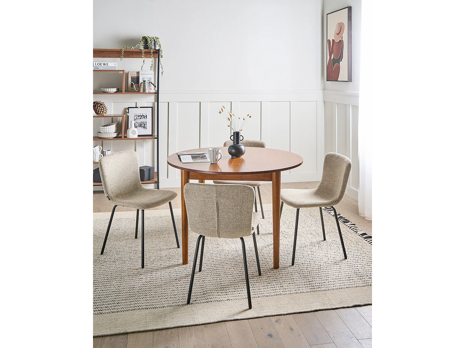 Lot de 4 chaises de salle à manger CALDWELL Tissu Beige