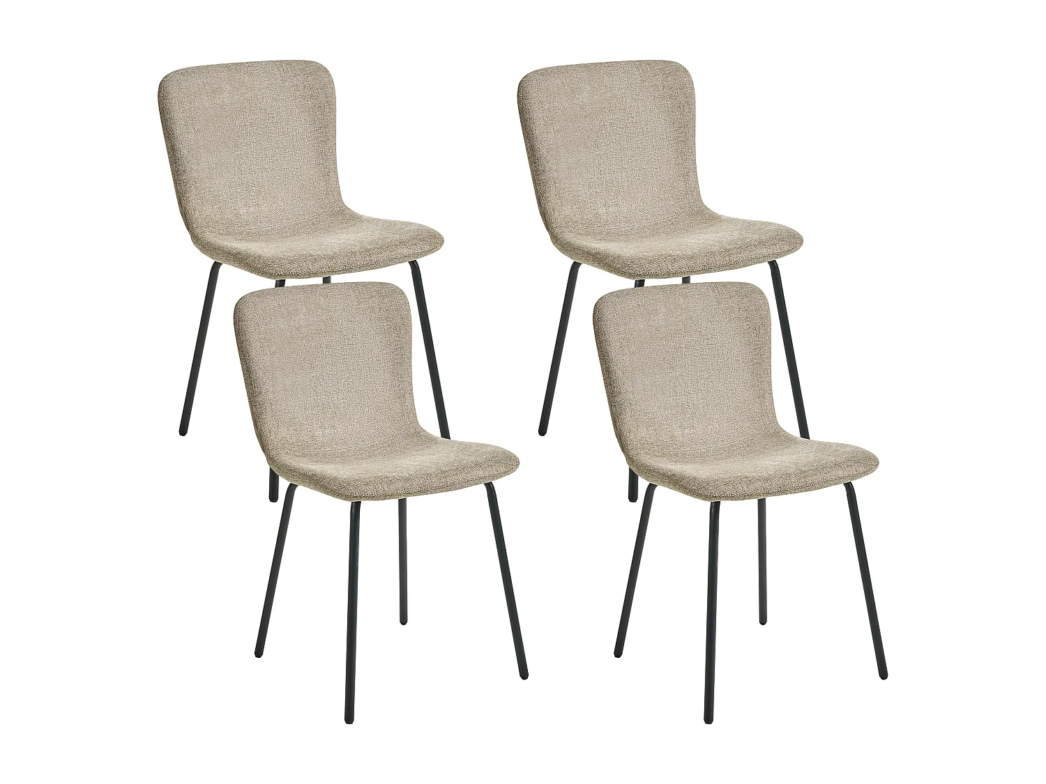 Lot de 4 chaises de salle à manger CALDWELL Tissu Beige
