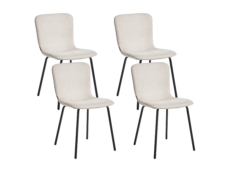 Lot de 4 chaises de salle à manger CALDWELL Tissu Beige clair