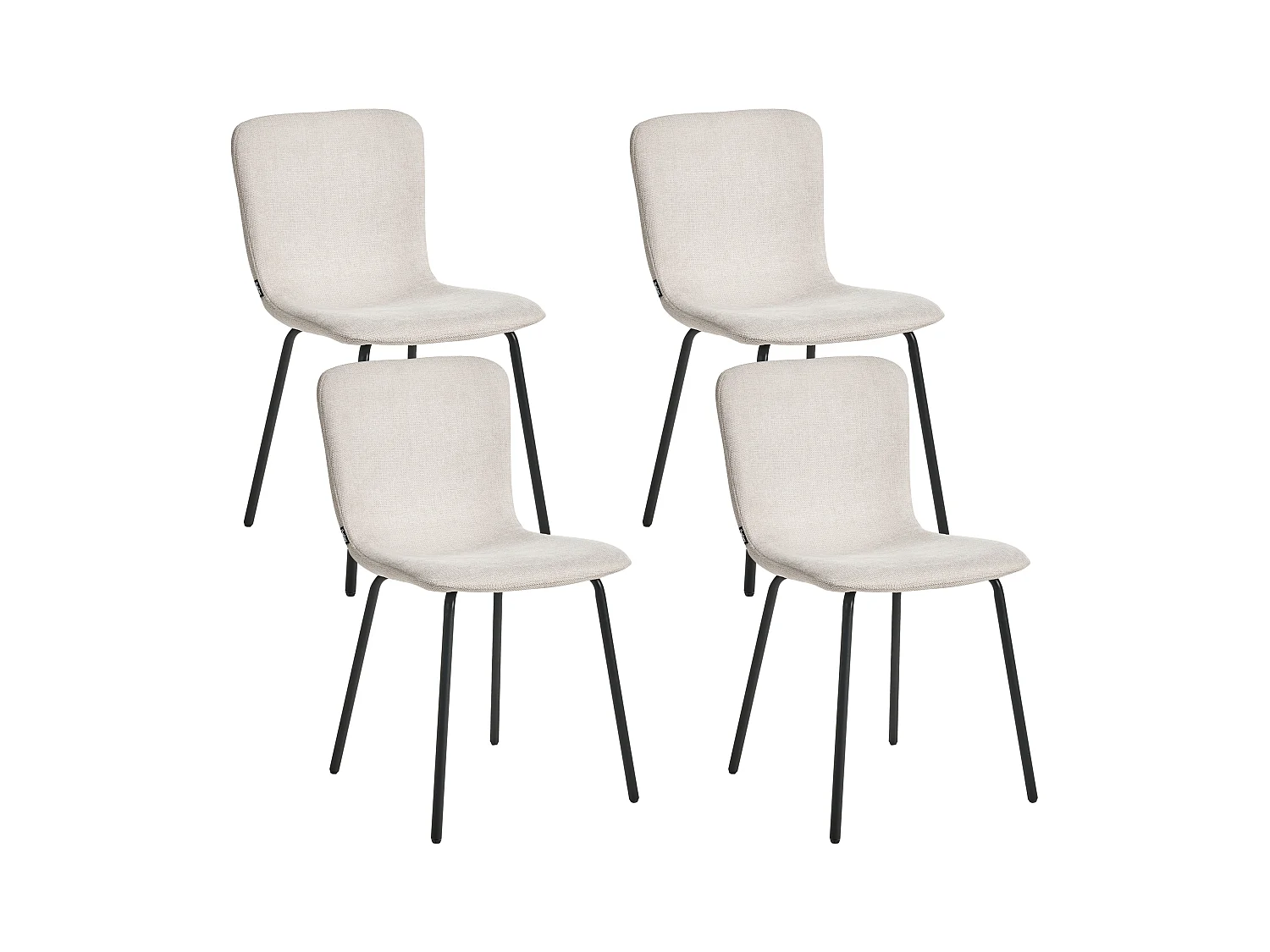 Lot de 4 chaises de salle à manger CALDWELL Tissu Beige clair