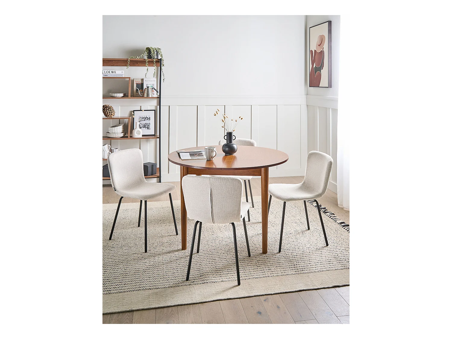 Lot de 4 chaises de salle à manger CALDWELL Tissu Beige clair