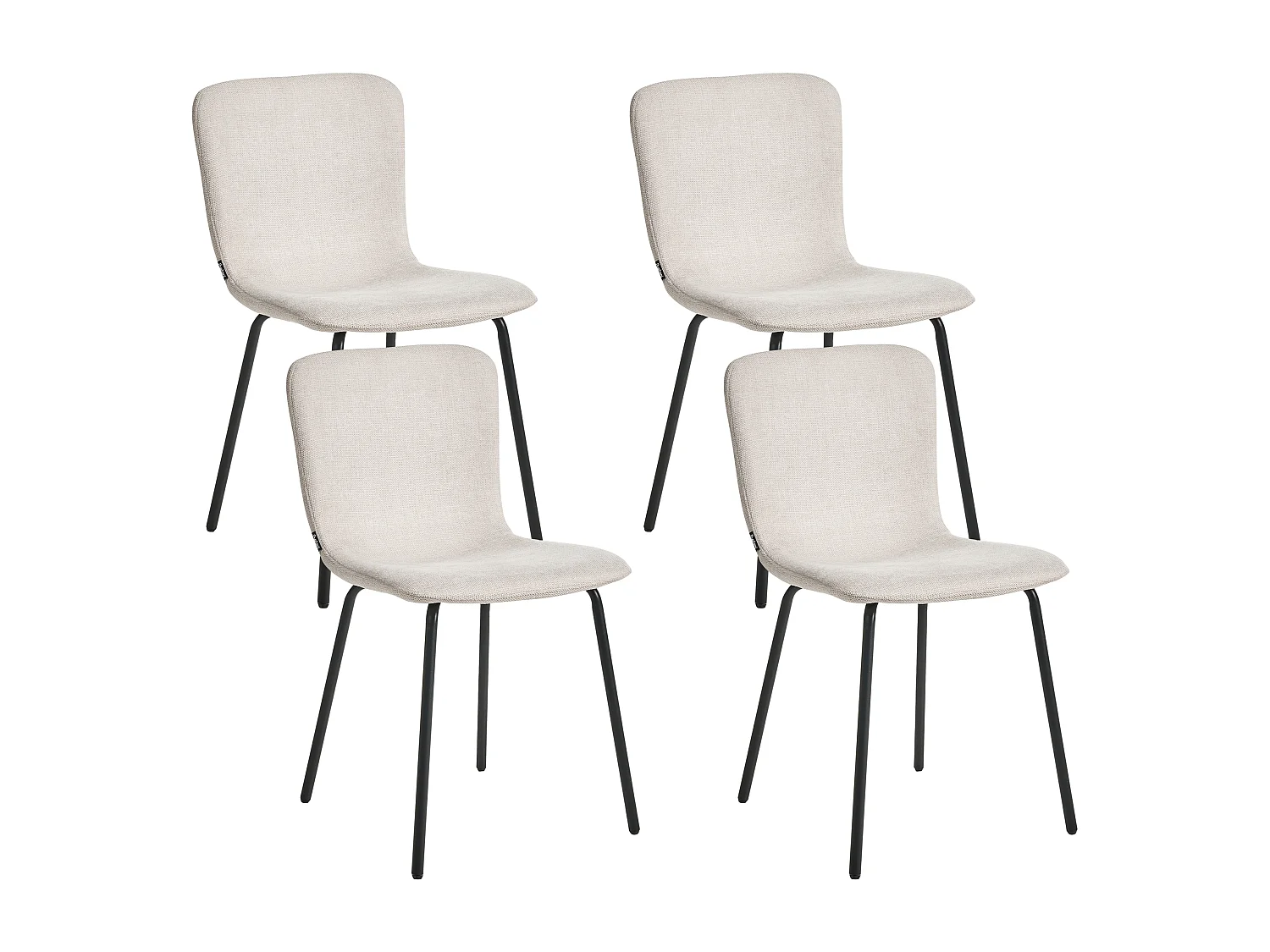 Lot de 4 chaises de salle à manger CALDWELL Tissu Beige clair