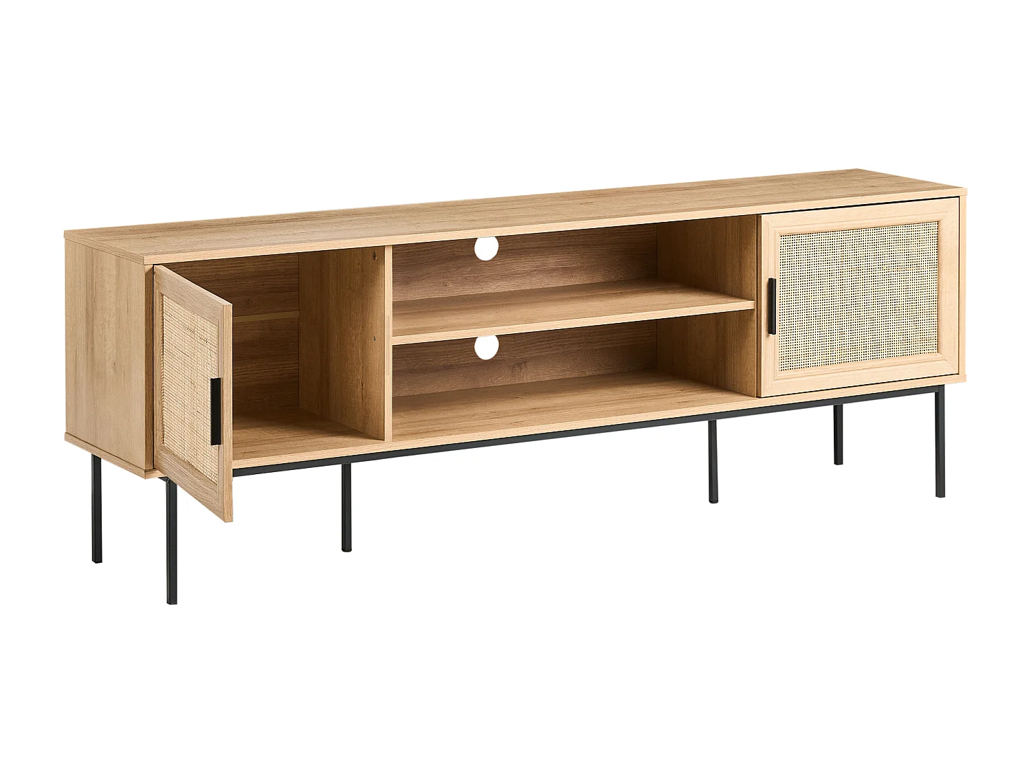 Meuble TV PASCO Rotin Marron clair