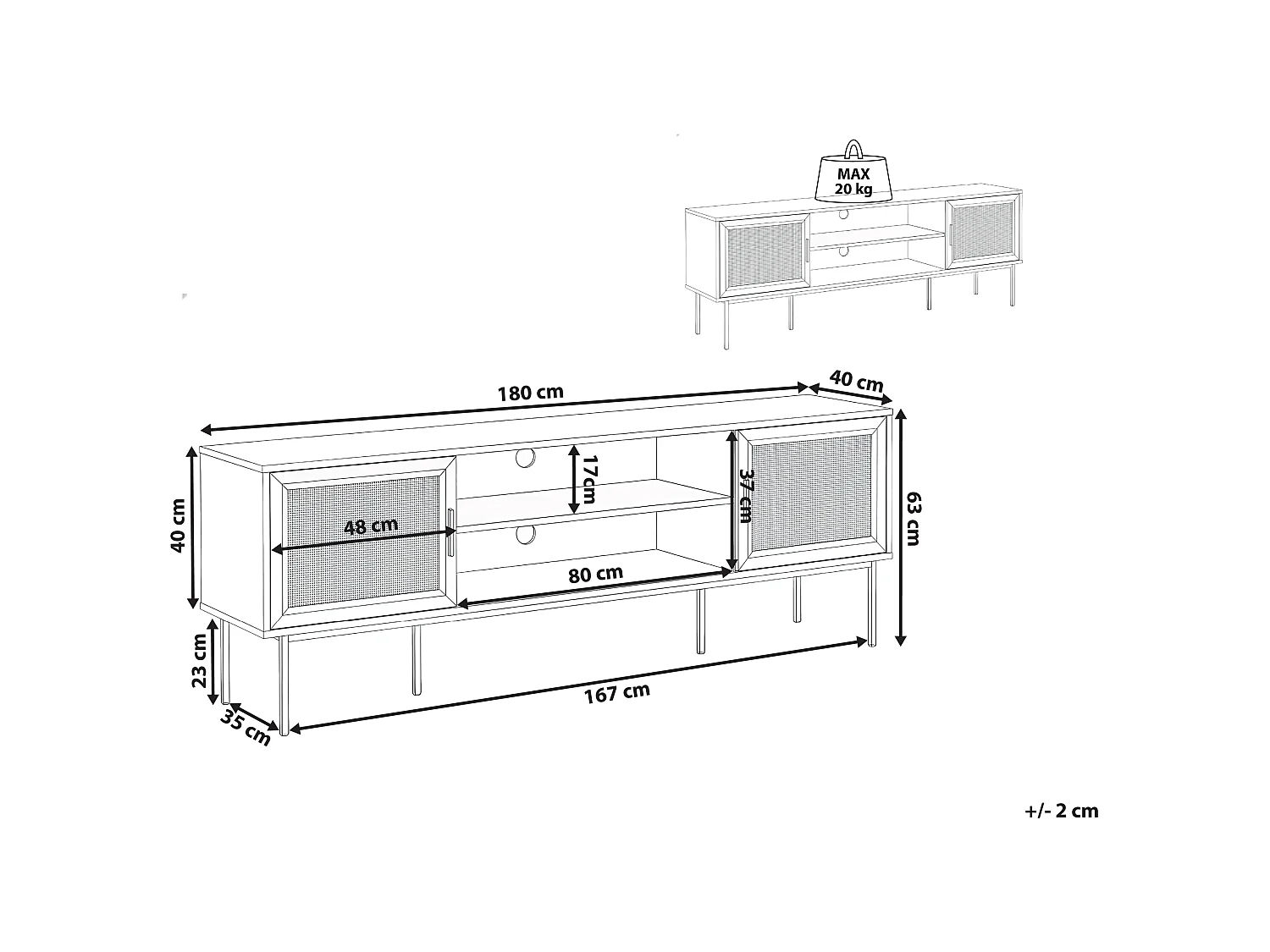 TV Stand PASCO Rattan Light Brown