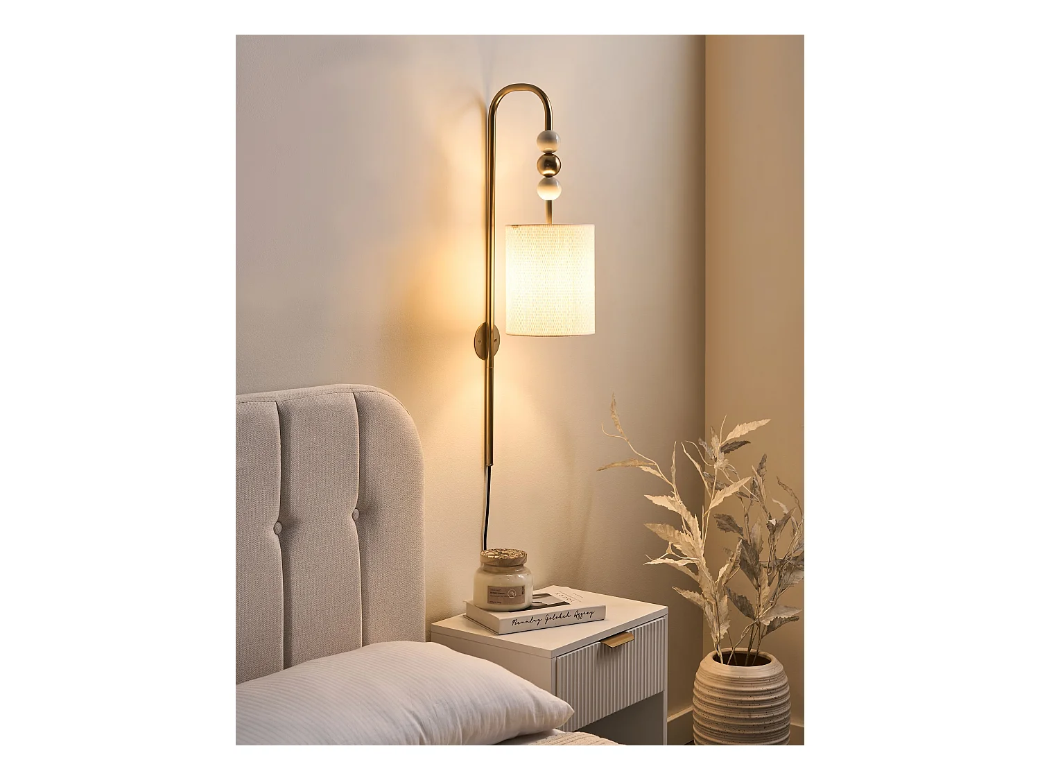 Lampe murale LOKY Métal Laiton/beige