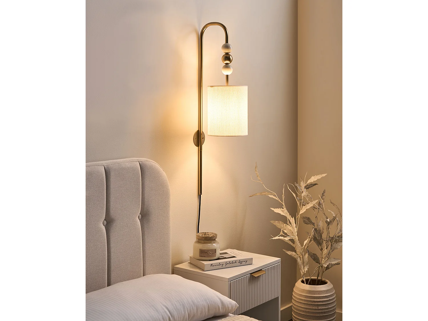 Wall Lamp LOKY Brass/Beige Metal
