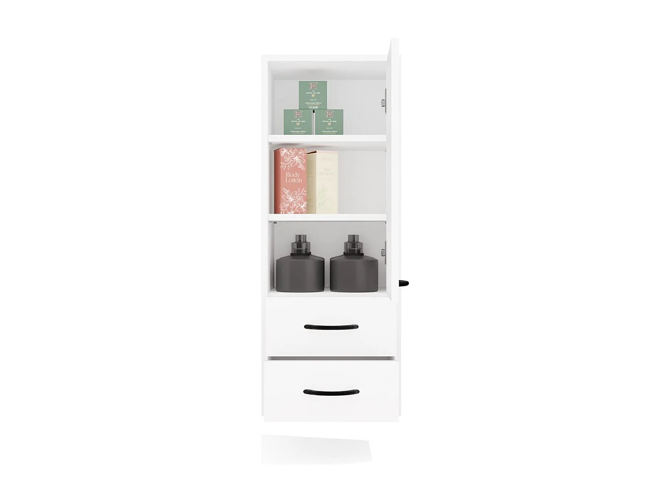 NINA - Mueble de pared para baño con 3 estantes y 2 cajones - Blanco
