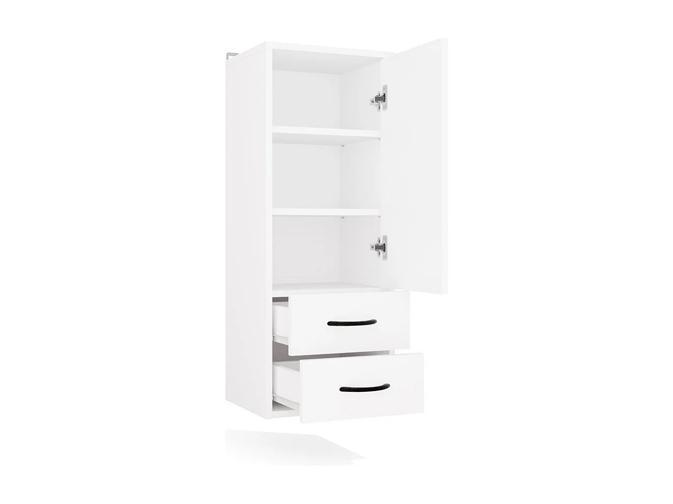 Szafka Łazienkowa Wisząca NINA W1D2S |  Biały | 35x30x67 | 2 Szuflady, Półki