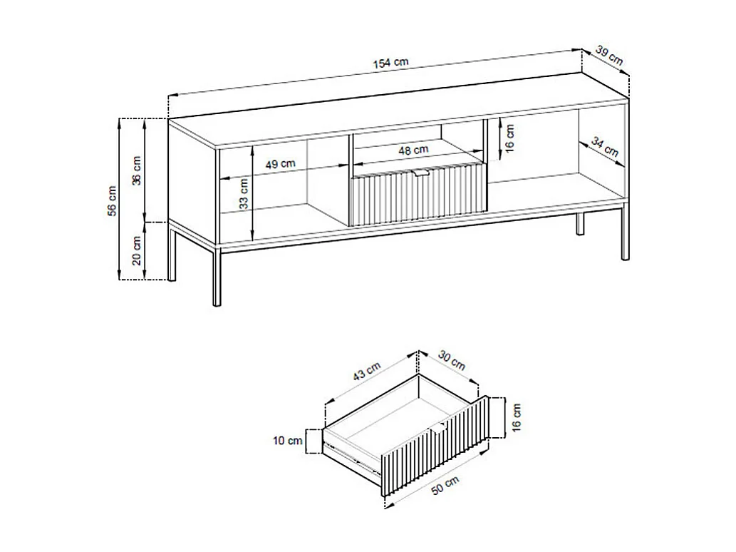 LOWBOARD Nova weiß 154 / 39 / 56cm