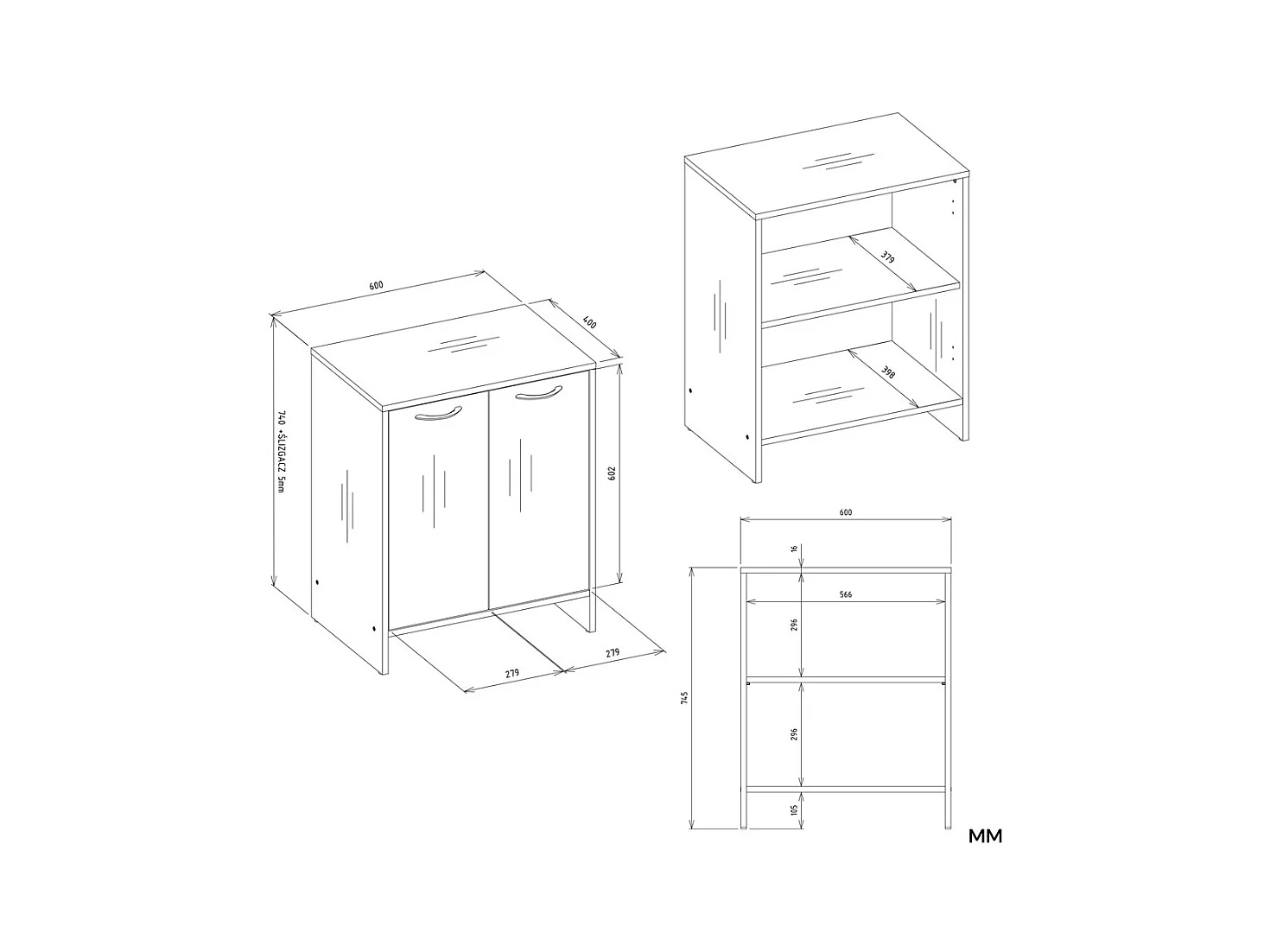 Szafka Łazienkowa NINA 2DUM | Biała | 60x40x74 cm |Szafka Łazienkowa Pod Umywalkę