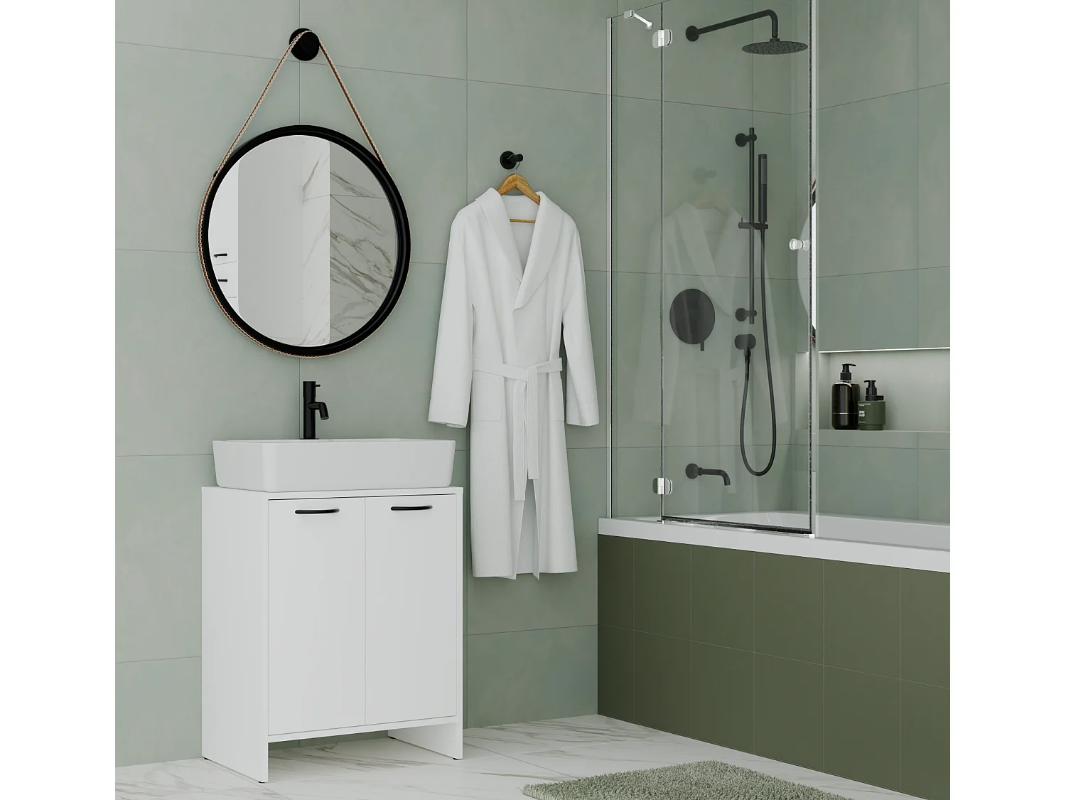 NINA - Mueble de baño para debajo del lavabo con 2 puertas - Blanco