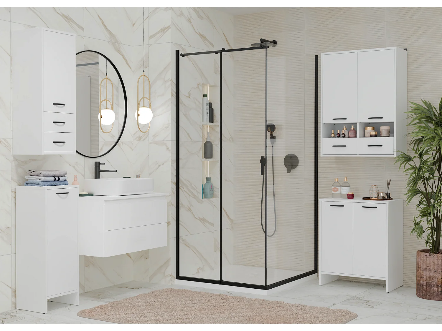 NINA - Mueble de baño para debajo del lavabo con 2 puertas - Blanco